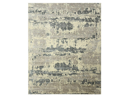 Modern / Contemporary hand-knotted wool/silk rug in Gray, 11'10" x 14'11" — SKU O076331