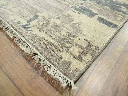 Modern / Contemporary hand-knotted wool/silk rug in Gray, 11'10" x 14'11" — SKU O076331 (view 6)