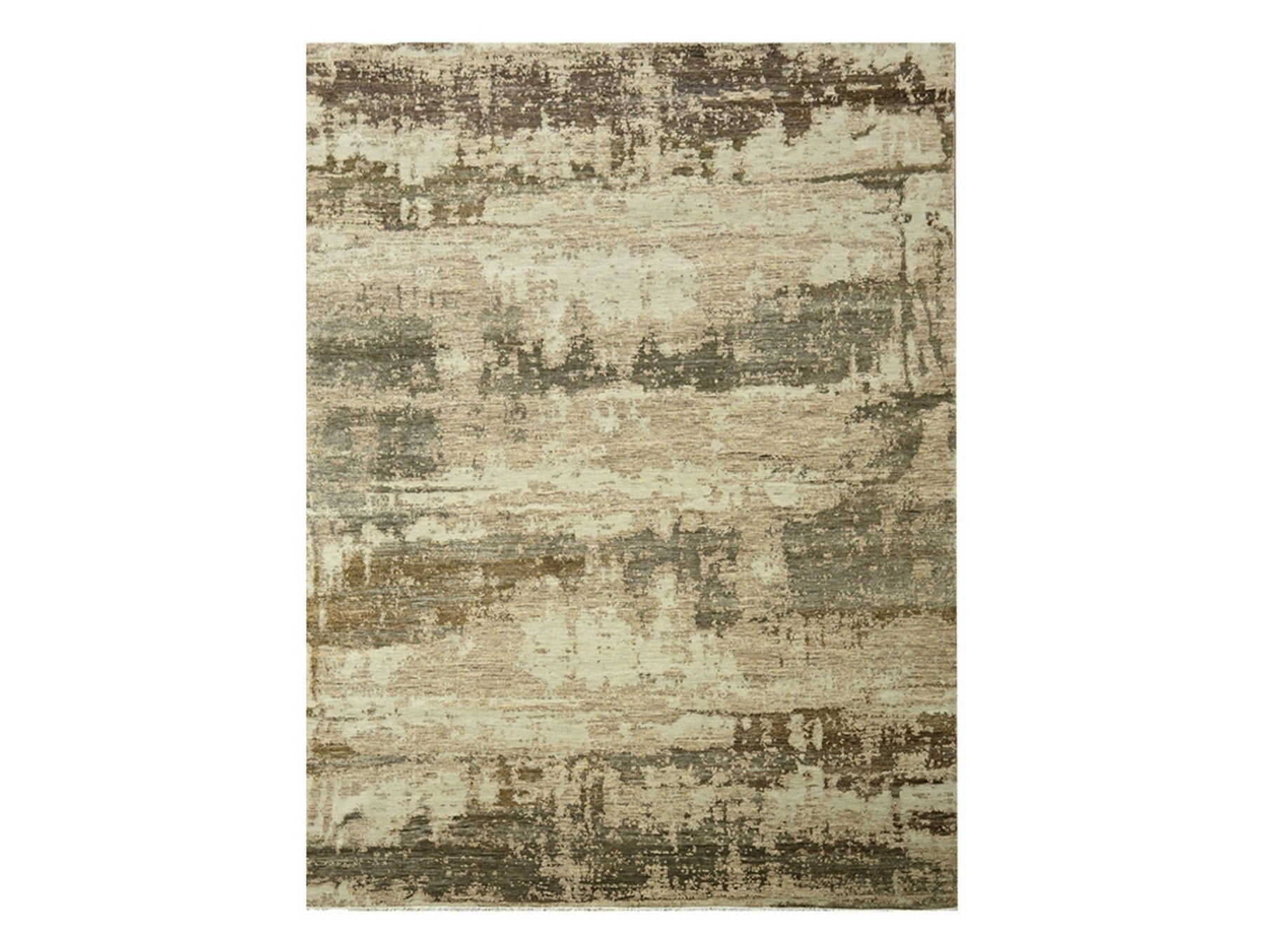 Modern / Contemporary hand-knotted wool/silk rug in Beige, 8'11" x 11'11" — SKU O076339