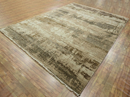 Beige 8'11" x 11'11" Modern and Contemporary Hand knotted Wool/Silk Rug - Sku: O076339