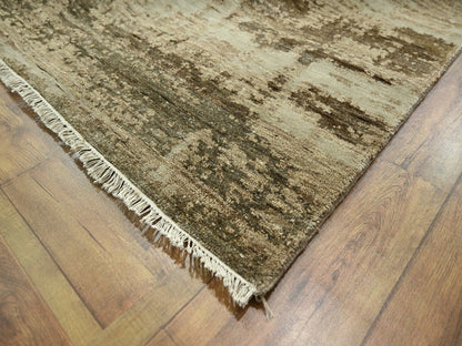 Beige 8'11" x 11'11" Modern and Contemporary Hand knotted Wool/Silk Rug - Sku: O076339