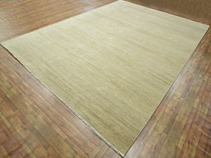 Brown 9'1" x 12'3" Modern / Contemporary Hand knotted Wool/Silk Rug - Sku: O076341