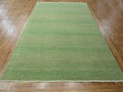 Green 8'1" x 10'3" Modern / Contemporary Hand knotted Wool/Silk Rug - Sku: O076343