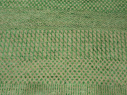Green 8'1" x 10'3" Modern / Contemporary Hand knotted Wool/Silk Rug - Sku: O076343