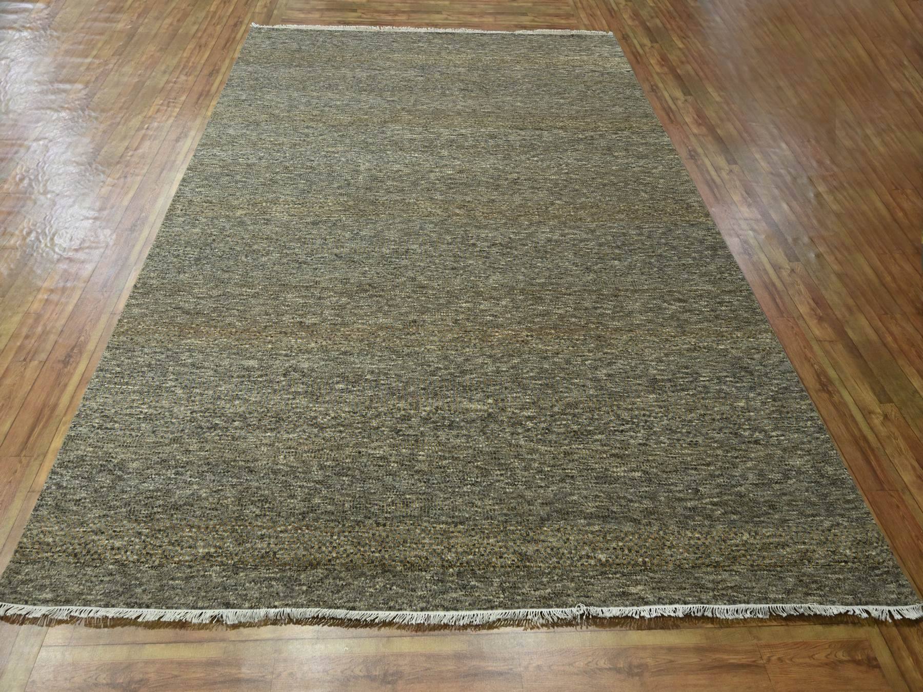 Modern / Contemporary hand-knotted wool/silk rug in Brown, 8' x 10' — SKU O076344 (view 2)