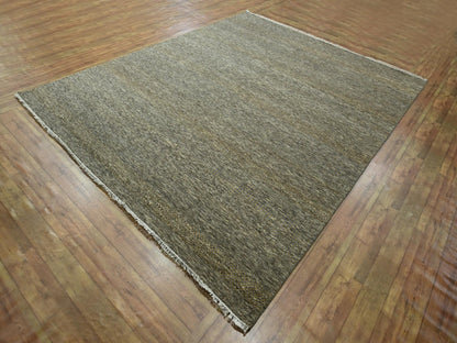Brown 8'0" x 10'0" Modern / Contemporary Hand knotted Wool/Silk Rug - Sku: O076344