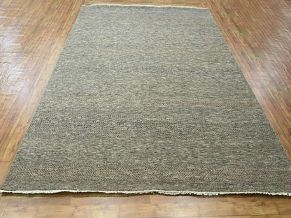 Modern / Contemporary hand-knotted wool/silk rug in Gray, 8' x 9'11" — SKU O076345 (view 2)