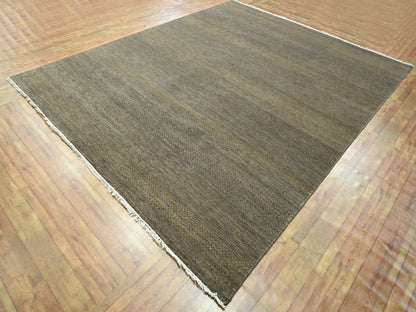 Brown 7'10" x 10'0" Modern / Contemporary Hand knotted Wool/Silk Rug - Sku: O076347