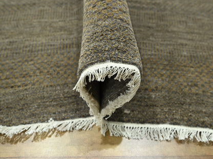 Brown 7'10" x 10'0" Modern / Contemporary Hand knotted Wool/Silk Rug - Sku: O076347