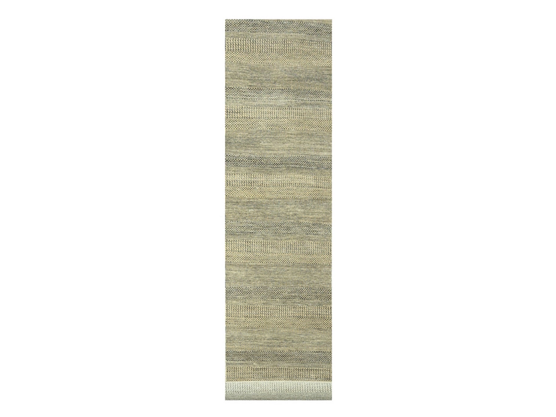 Modern / Contemporary hand-knotted wool/silk runner in Brown, 2'6" x 20'4" — SKU O076348