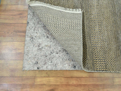 Brown 2'6" x 20'4" Modern / Contemporary Hand knotted Wool/Silk Rug - Sku: O076348