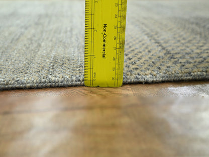Brown 2'6" x 20'4" Modern / Contemporary Hand knotted Wool/Silk Rug - Sku: O076348