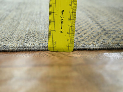 Brown 2'7" x 20'4" Modern / Contemporary Hand knotted Wool/Silk Rug - Sku: O076349