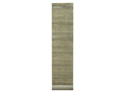 Brown 3'0" x 21'10" Modern / Contemporary Hand knotted Wool/Silk Rug - Sku: O076350