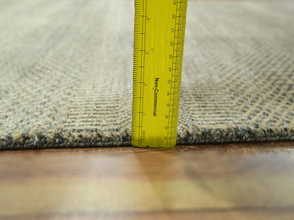 Brown 3'0" x 21'10" Modern / Contemporary Hand knotted Wool/Silk Rug - Sku: O076350
