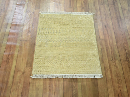 Brown 2'0" x 2'0" Modern / Contemporary Hand knotted Wool/Silk Rug - Sku: O076353