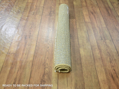 Brown 2'0" x 2'0" Modern / Contemporary Hand knotted Wool/Silk Rug - Sku: O076353