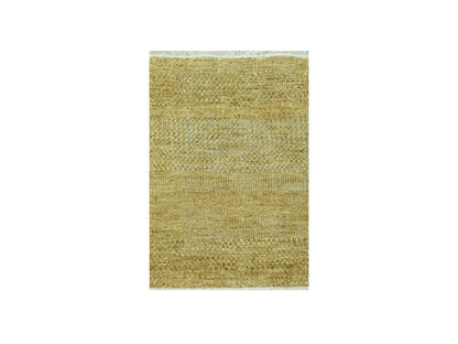 Modern / Contemporary hand-knotted wool/silk rug in Brown, 2' x 2' — SKU O076354