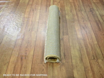 Brown 2'0" x 2'0" Modern / Contemporary Hand knotted Wool/Silk Rug - Sku: O076354
