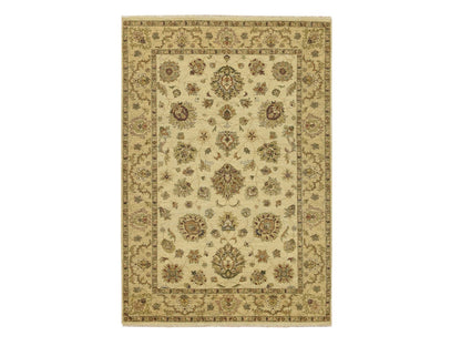 Beige 5'6" x 8'0" Oushak And Peshawar Hand knotted Wool Rug - Sku: O076357