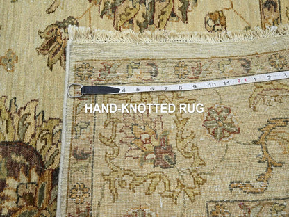 Beige 5'6" x 8'0" Oushak And Peshawar Hand knotted Wool Rug - Sku: O076357