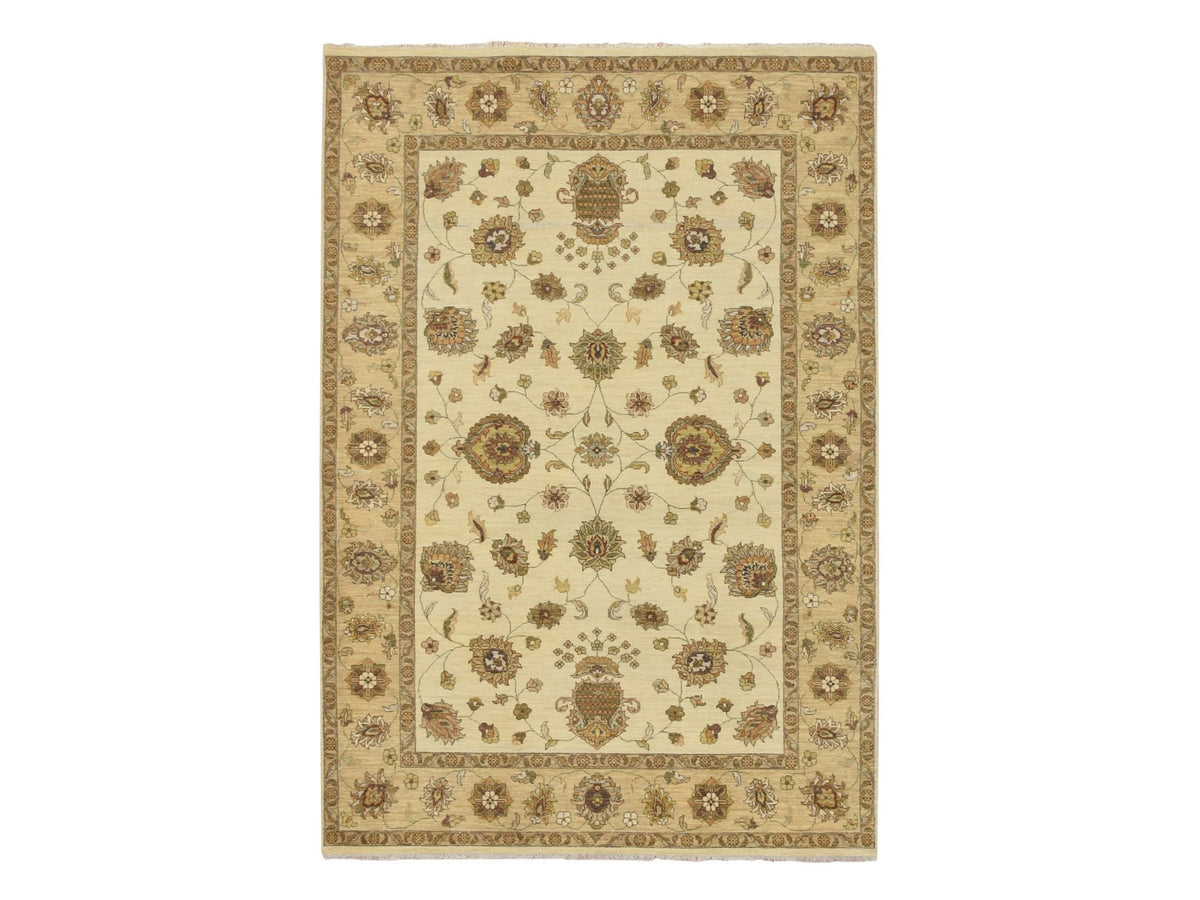 Ziegler Oushak hand-knotted wool rug in Ivory & Beige, 5'6" x 7'11" — SKU O076359