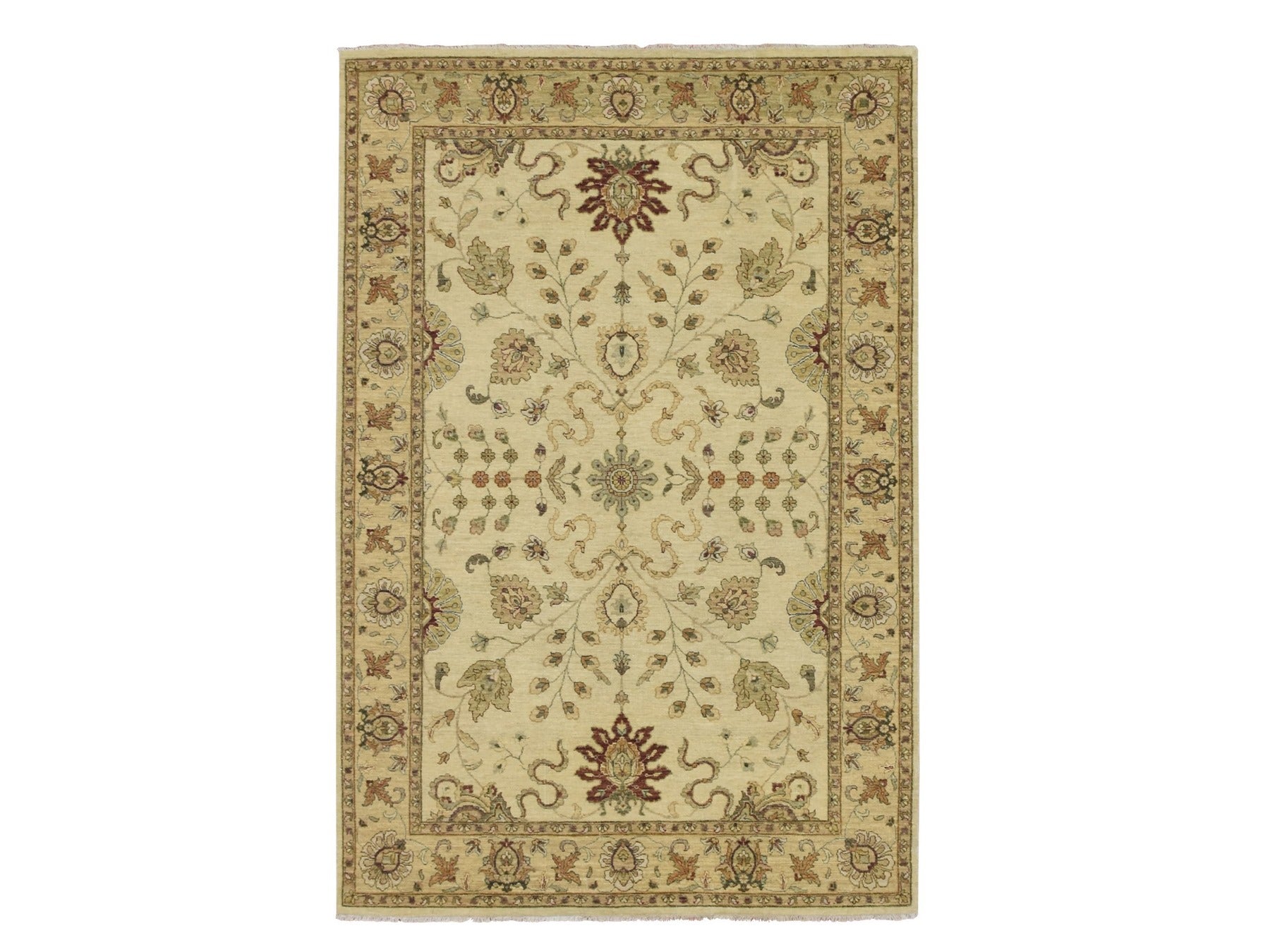 Ziegler Oushak hand-knotted wool rug in Ivory & Beige, 5'5" x 8'1" — SKU O076362