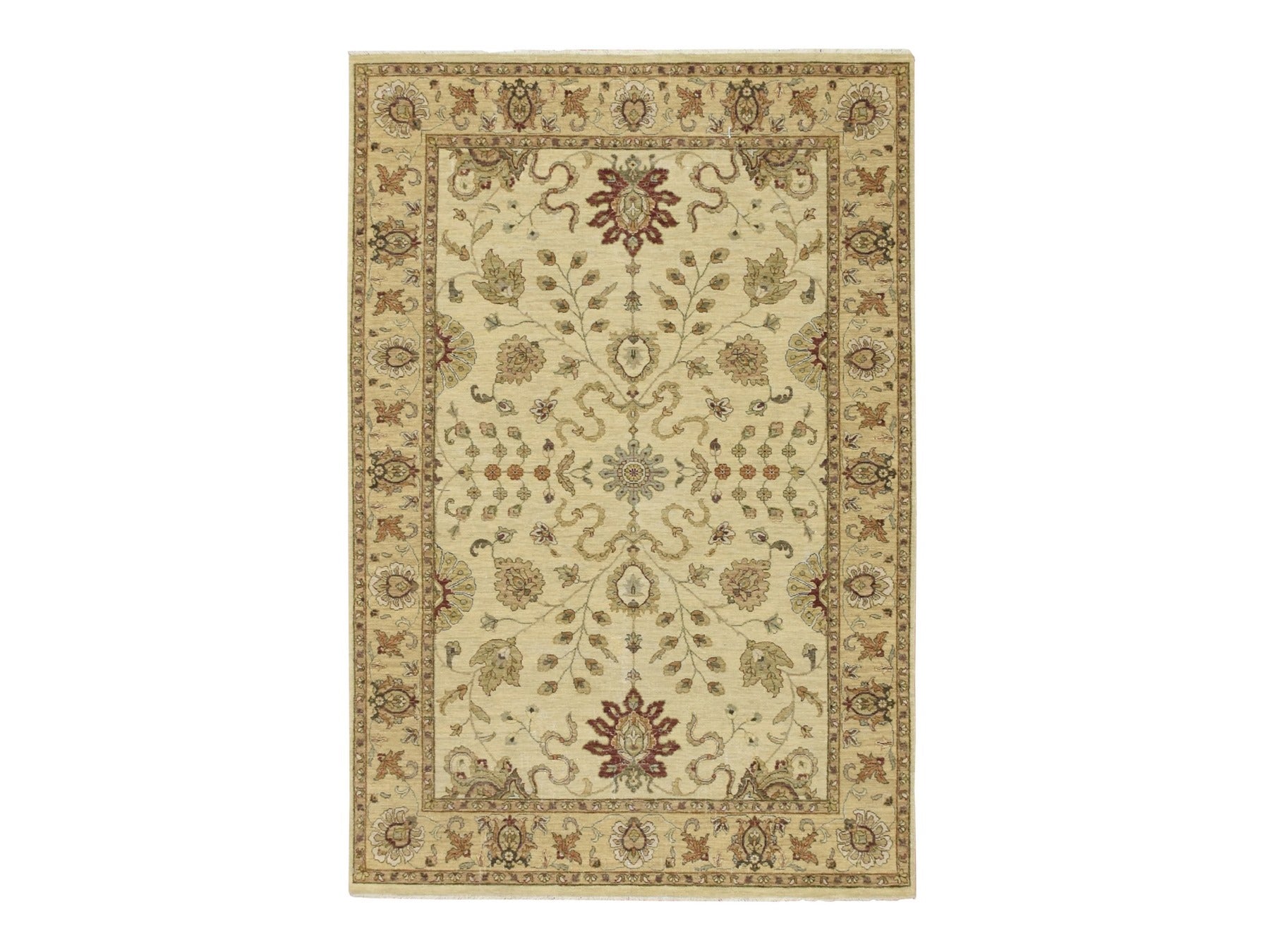 Ziegler Oushak hand-knotted wool rug in Ivory & Beige, 5'4" x 8' — SKU O076363