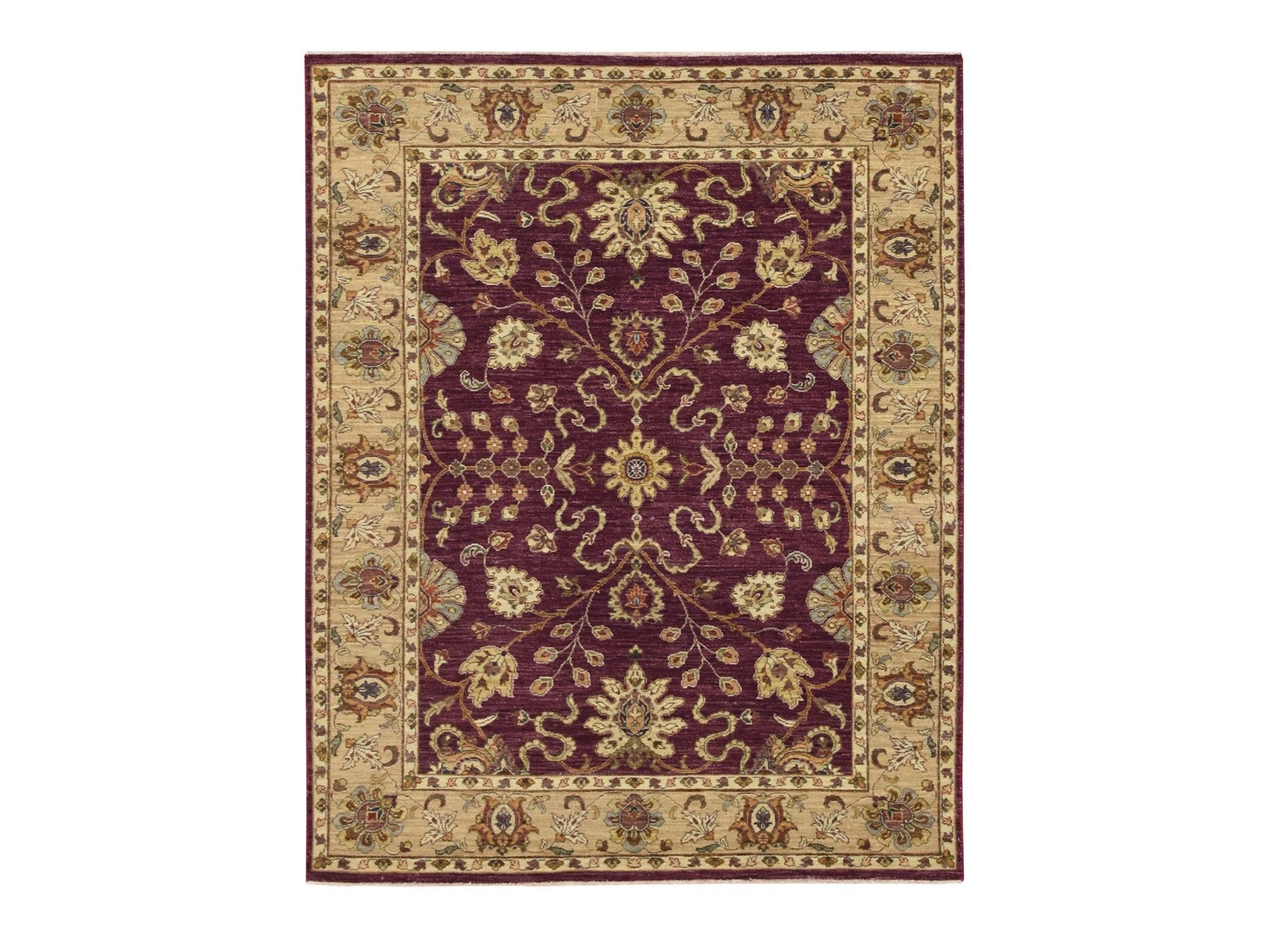 Ziegler Oushak hand-knotted wool rug in Red & Beige, 5'1" x 6'5" — SKU O076364