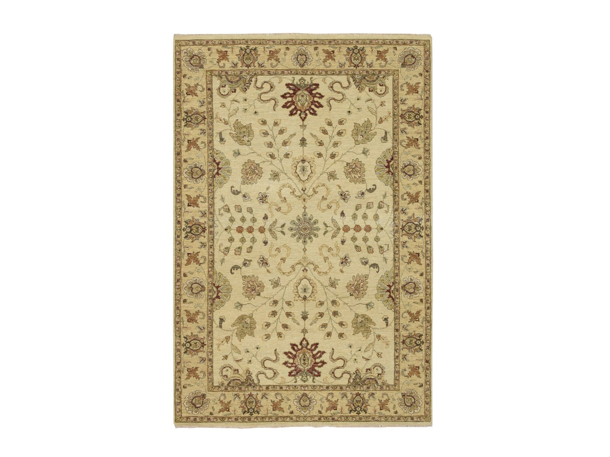 Ziegler Oushak hand-knotted wool rug in Ivory & Beige, 5'5" x 8'4" — SKU O076365