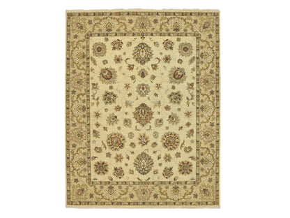 Ivory 6'5" x 8'2" Oushak And Peshawar Hand knotted Wool Rug - Sku: O076366