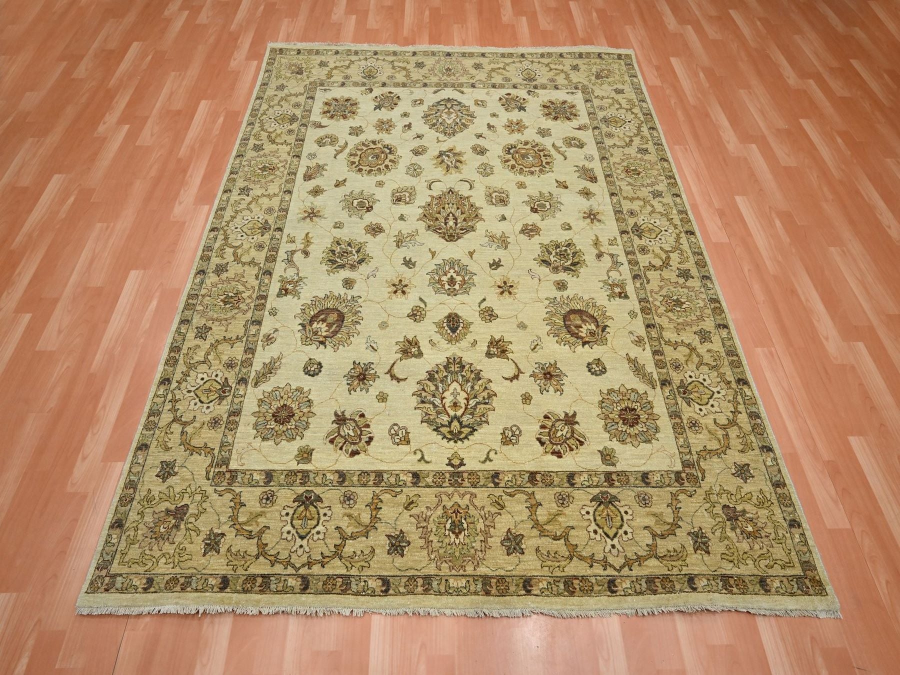 Ziegler Oushak hand-knotted wool rug in Ivory & Beige, 6'5" x 8'2" — SKU O076366 (view 2)