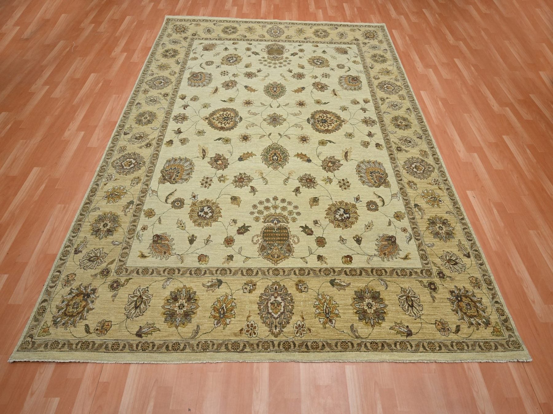 Ivory 7'11" x 10'0" Oushak And Peshawar Hand knotted Wool Rug - Sku: O076373