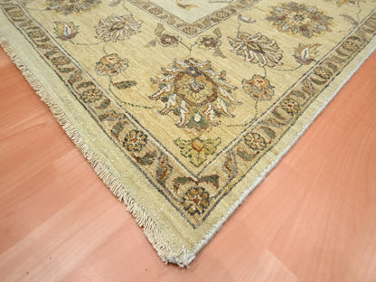 Ivory 7'2" x 9'4" Oushak And Peshawar Hand knotted Wool Rug - Sku: O076376