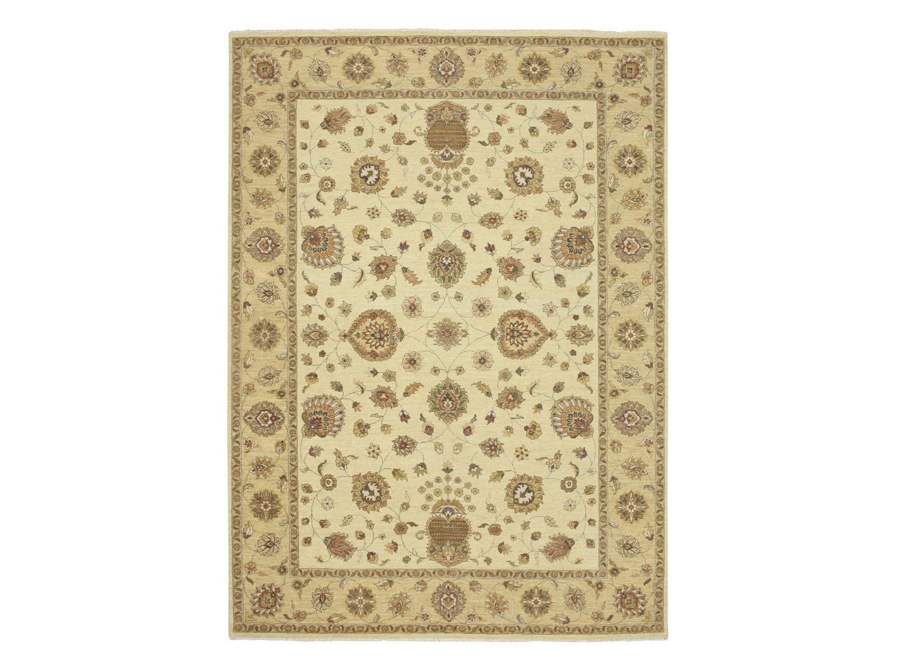 Ivory 8'3" x 11'6" Oushak And Peshawar Hand knotted Wool Rug - Sku: O076378
