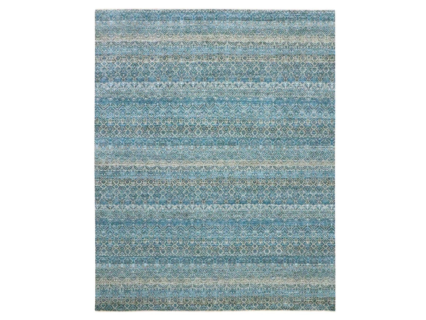 Blue 8'3" x 10'1" Modern and Contemporary Hand knotted Wool Rug - Sku: O076381