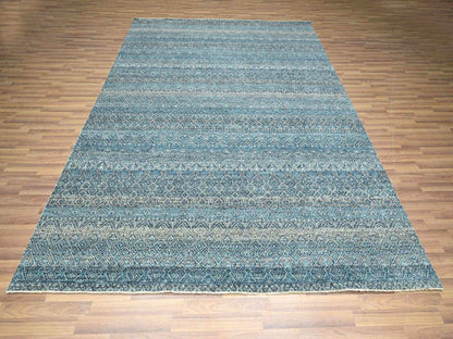 Blue 8'3" x 10'1" Modern and Contemporary Hand knotted Wool Rug - Sku: O076381