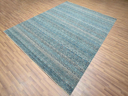 Blue 8'3" x 10'1" Modern and Contemporary Hand knotted Wool Rug - Sku: O076381
