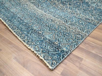 Blue 8'3" x 10'1" Modern and Contemporary Hand knotted Wool Rug - Sku: O076381