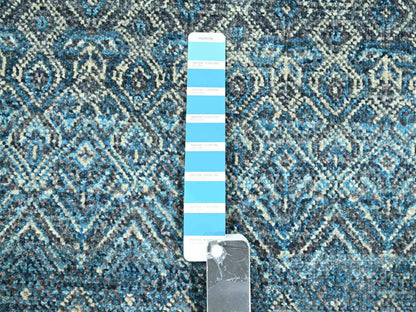 Blue 8'3" x 10'1" Modern and Contemporary Hand knotted Wool Rug - Sku: O076381