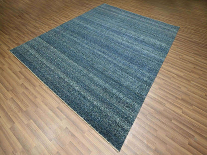 Blue 8'0" x 10'0" Modern and Contemporary Hand knotted Wool Rug - Sku: O076383