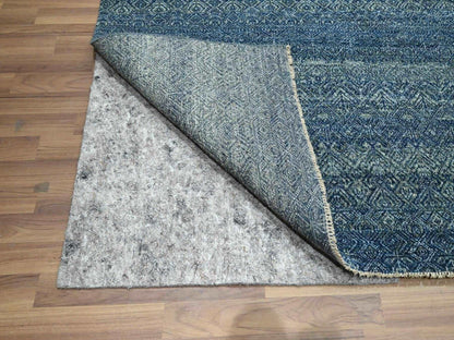 Blue 8'0" x 10'0" Modern and Contemporary Hand knotted Wool Rug - Sku: O076383