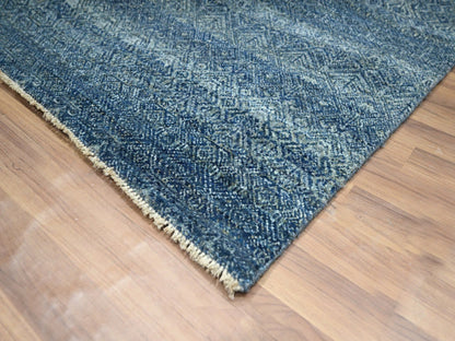 Blue 8'0" x 10'0" Modern and Contemporary Hand knotted Wool Rug - Sku: O076383