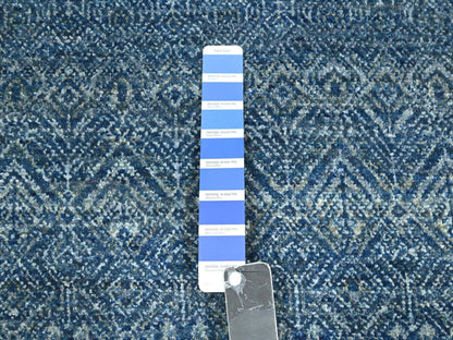 Blue 8'0" x 10'0" Modern and Contemporary Hand knotted Wool Rug - Sku: O076383