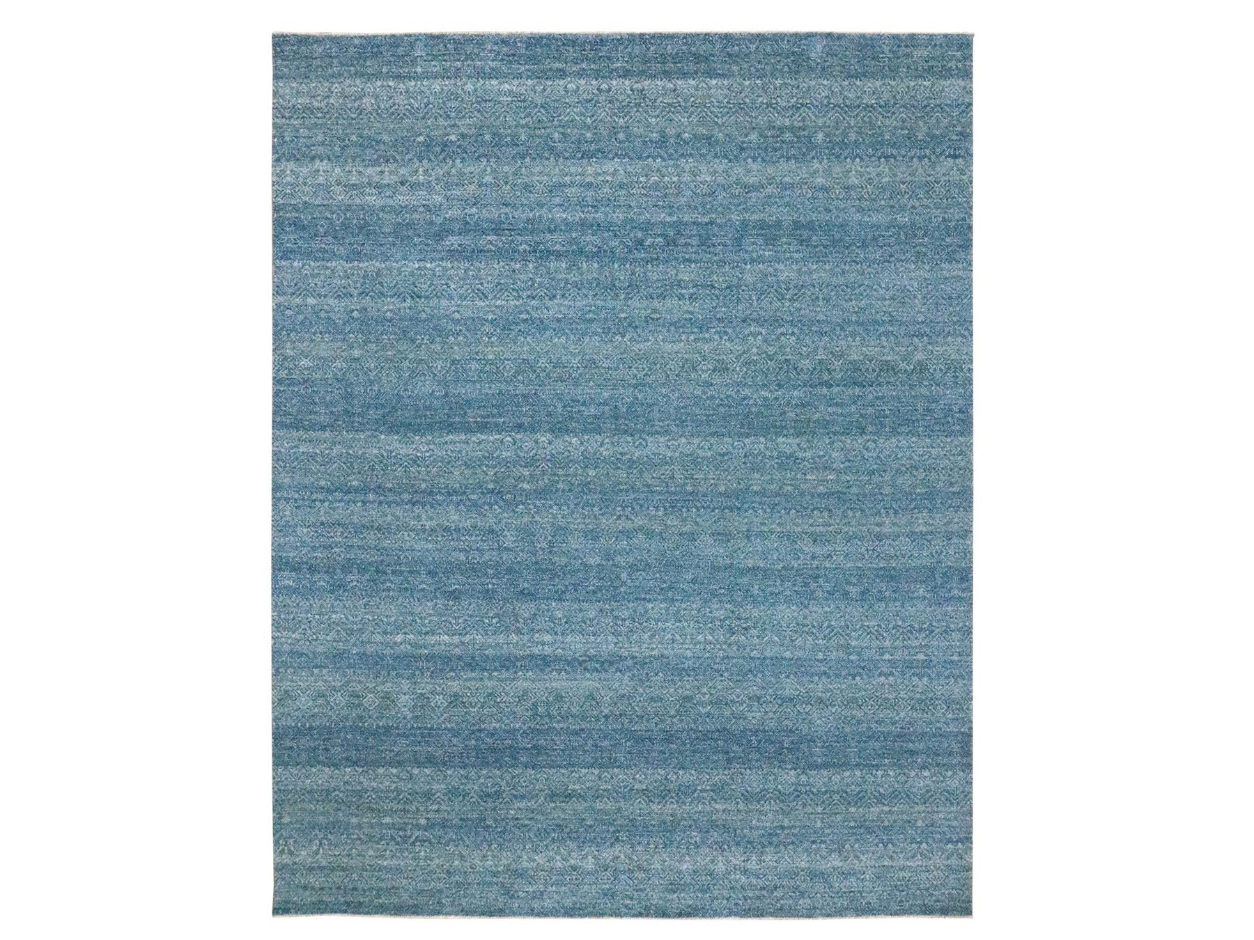Blue 8'0" x 10'0" Modern and Contemporary Hand knotted Wool Rug - Sku: O076384
