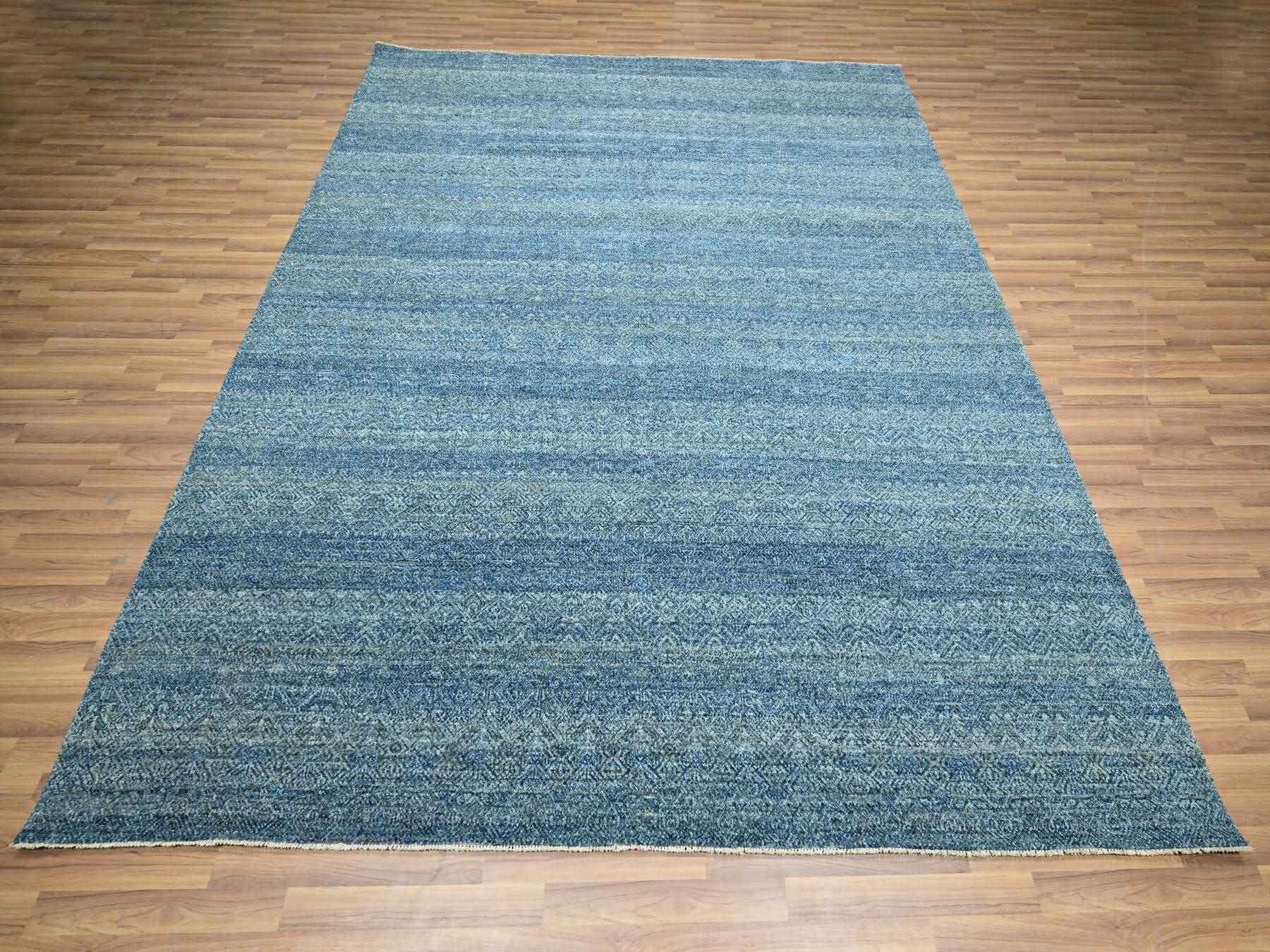 Blue 8'0" x 10'0" Modern and Contemporary Hand knotted Wool Rug - Sku: O076384