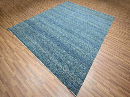 Blue 8'0" x 10'0" Modern and Contemporary Hand knotted Wool Rug - Sku: O076384