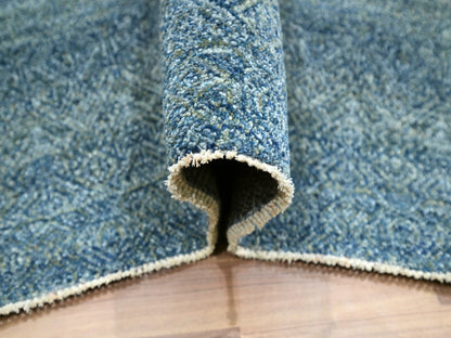 Blue 8'0" x 10'0" Modern and Contemporary Hand knotted Wool Rug - Sku: O076384