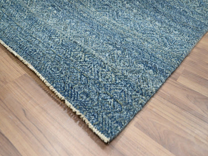 Blue 8'0" x 10'0" Modern and Contemporary Hand knotted Wool Rug - Sku: O076384