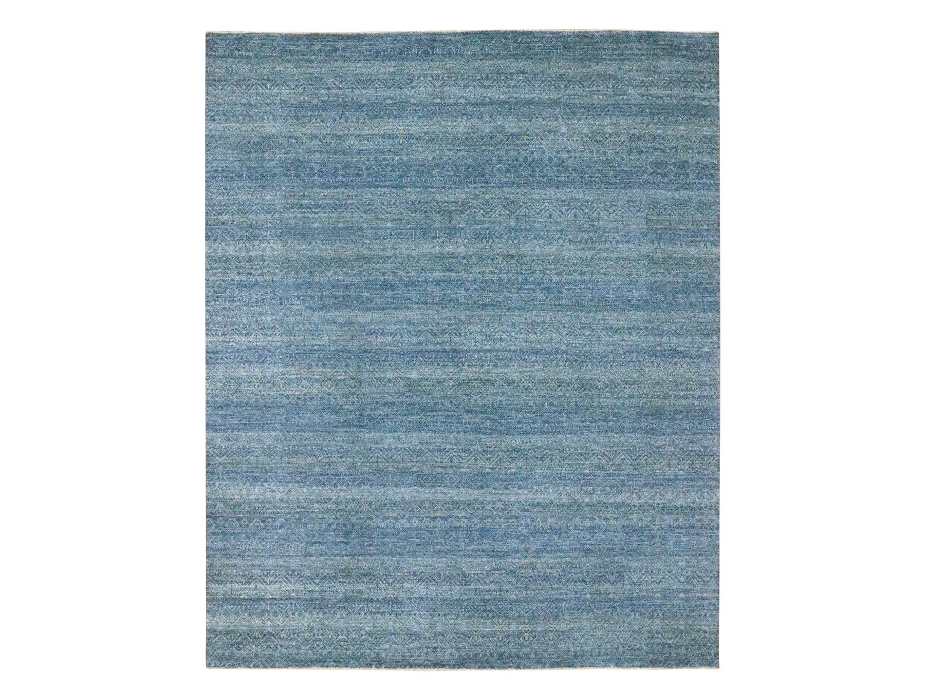 Blue 8'0" x 9'11" Modern and Contemporary Hand knotted Wool Rug - Sku: O076385